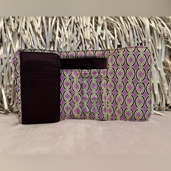 VERA BRADLEY Purple Punch Trifold Euro Wallet Floral Pink Green Brown - Picture 5 of 13